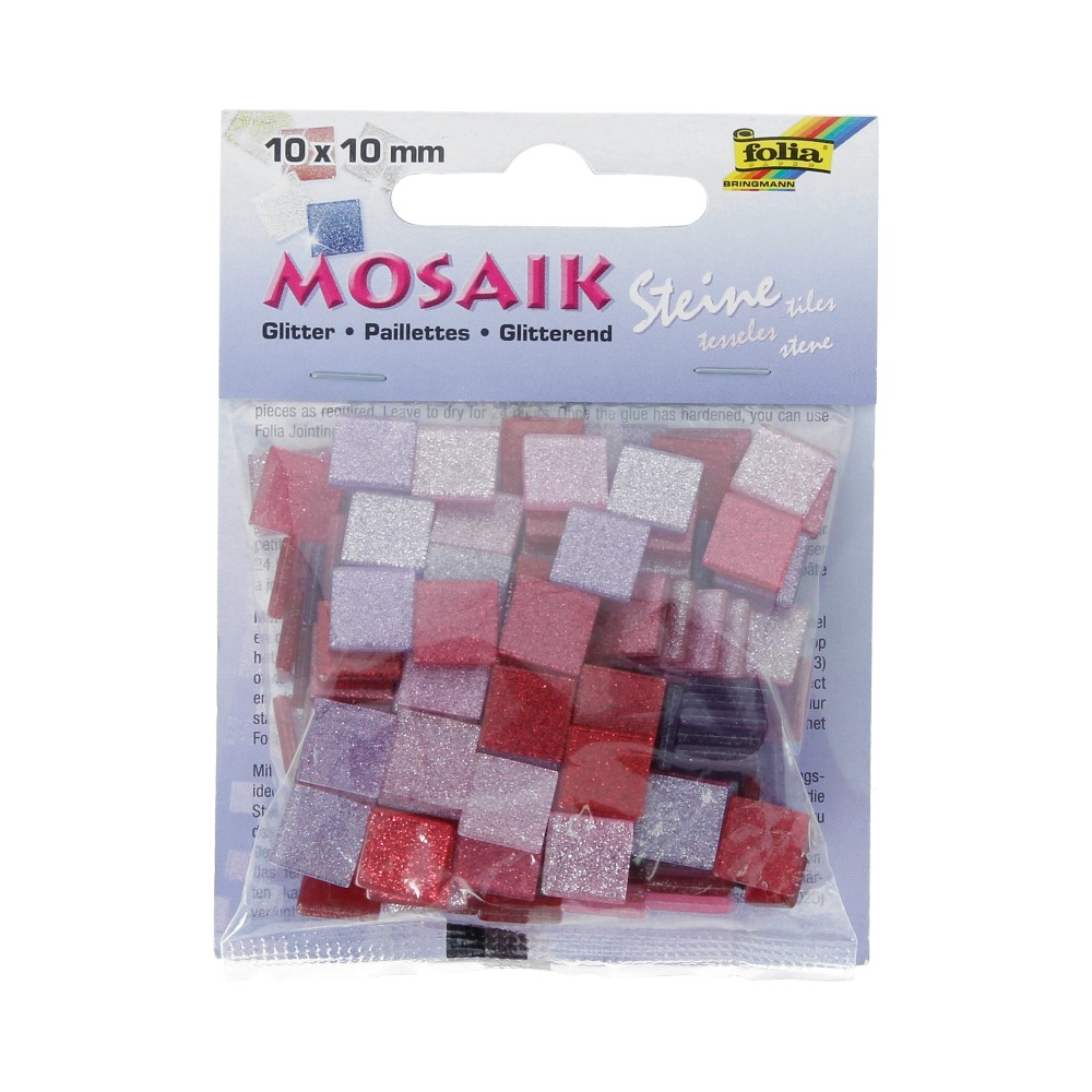 Folia Мозаика Тонированная с блестками 10 x 10 мм 190 шт. оттенки розового 61201 Фото 1.