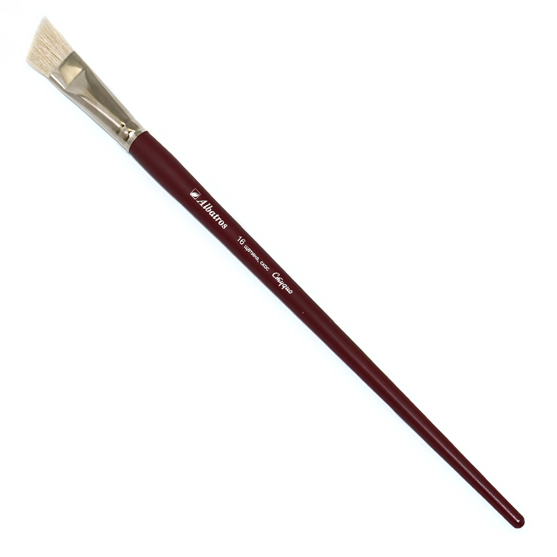 Кисть щетина Альбатрос Студио 602653 плоская со скосом длинная ручка №16 Фото 1.