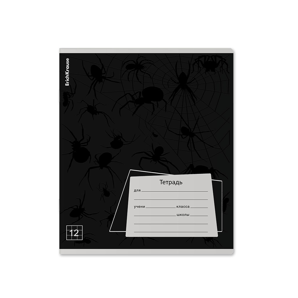 ErichKrause 60534 Тетрадь школьная ученическая Black Pattern A5+ 12 л. на скрепке 60 г/кв.м клетка Фото 6.