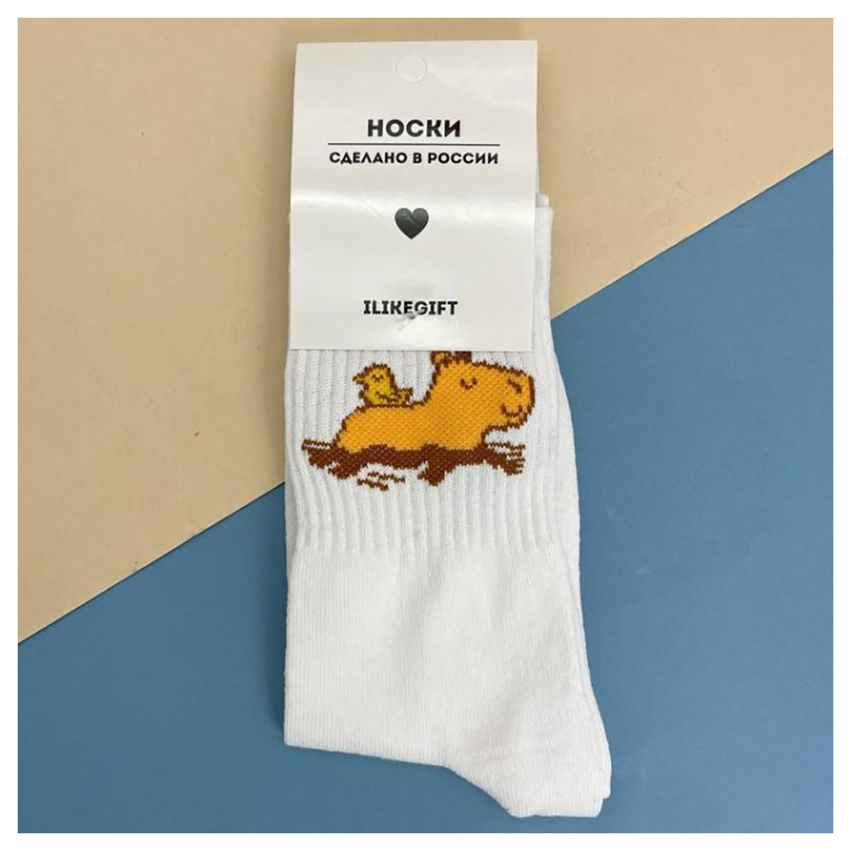 ILIKEGIFT Носки женские 17156 Capybara and duck, белый р. 35-40 Фото 1.