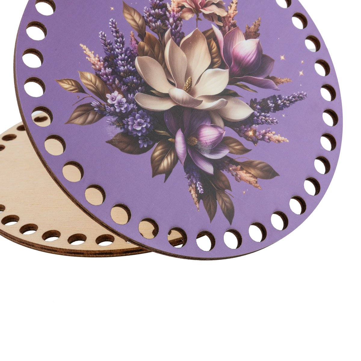Заготовка для декорирования Love2art ДВ-02 Набор донышек для вязания Матовый фанера d 15 см х 0.4 см 2 шт 10 Лавандовая история Фото 3.
