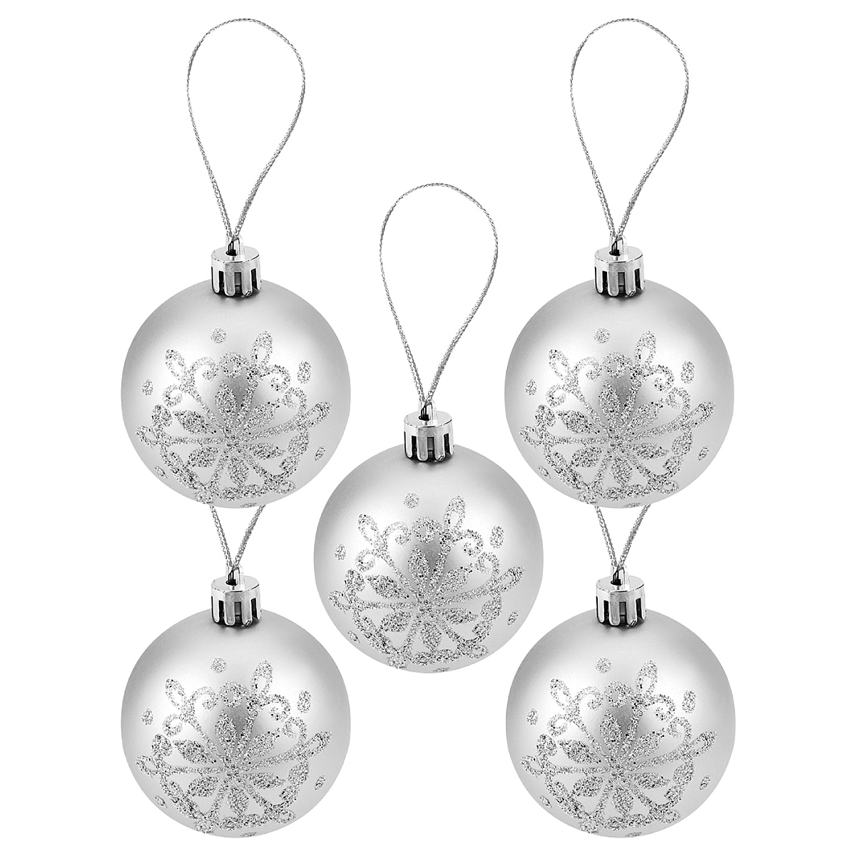 MILAND Набор ёлочных шаров и верхушка D. 6 см 21 шт. серебряный НУ-3605 Фото 3.