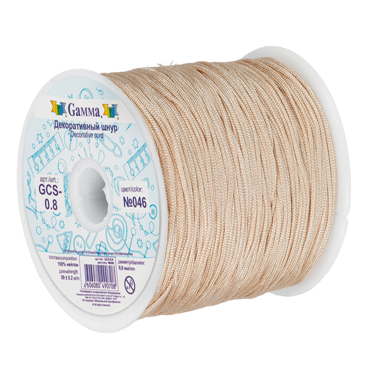 Шнур Gamma 0.8 мм GCS-0.8 декоративный №046 бежевый Фото 2.