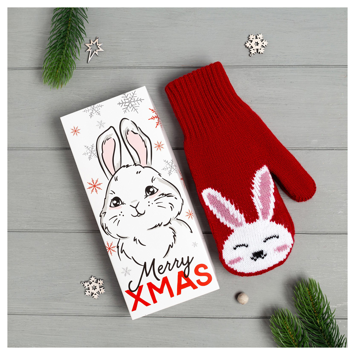 KAFTAN Варежки Зайка 50% акрил, 30% ангорская шерсть, 20% шерсть 9130307 в подарочной коробке р. 19 Фото 5.