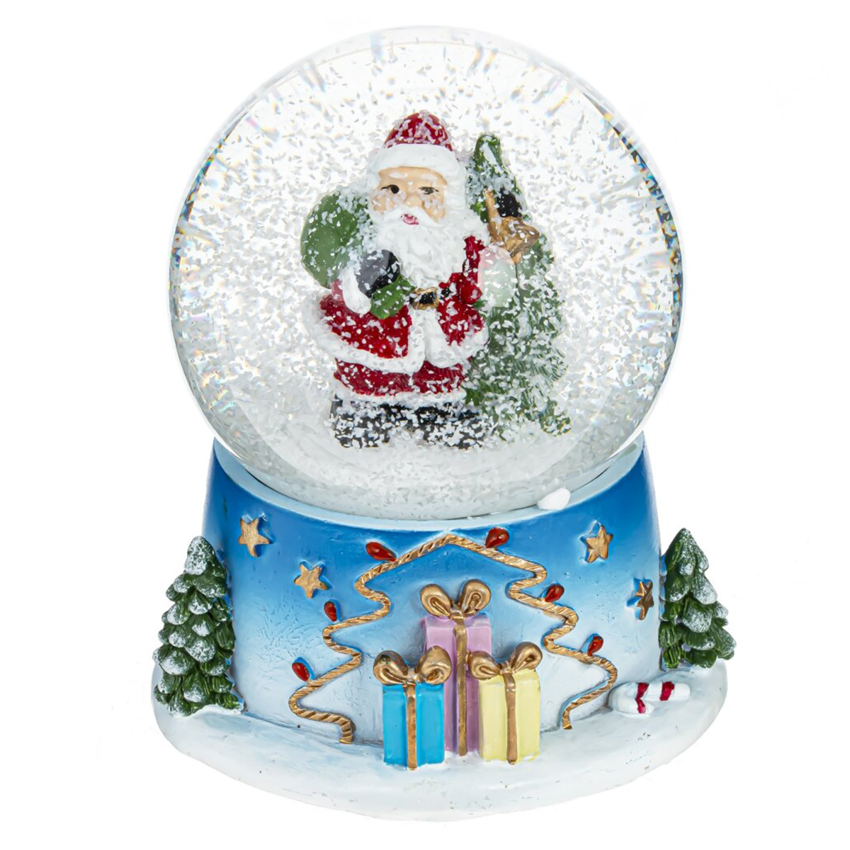 794140 Фигурка декоративная в стеклянном шаре Новый год 7.5 х 7.5 х 8.5 см Голубой Фото 7.