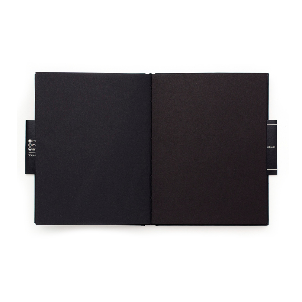 Малевичъ Блокнот для графики GrafArt Total Black 150 г/м2 A5- 14.5 х 19 см твердый переплет 80 л. черный 401216 Фото 6.