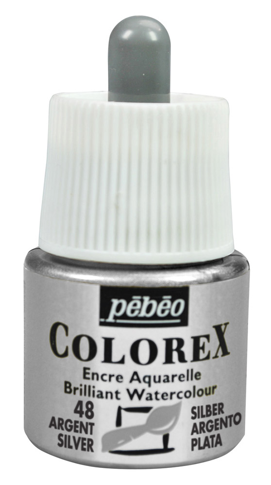 Краска акварель PEBEO Акварельные чернила металлик Colorex 45 мл 342-048 под серебро Фото 1.