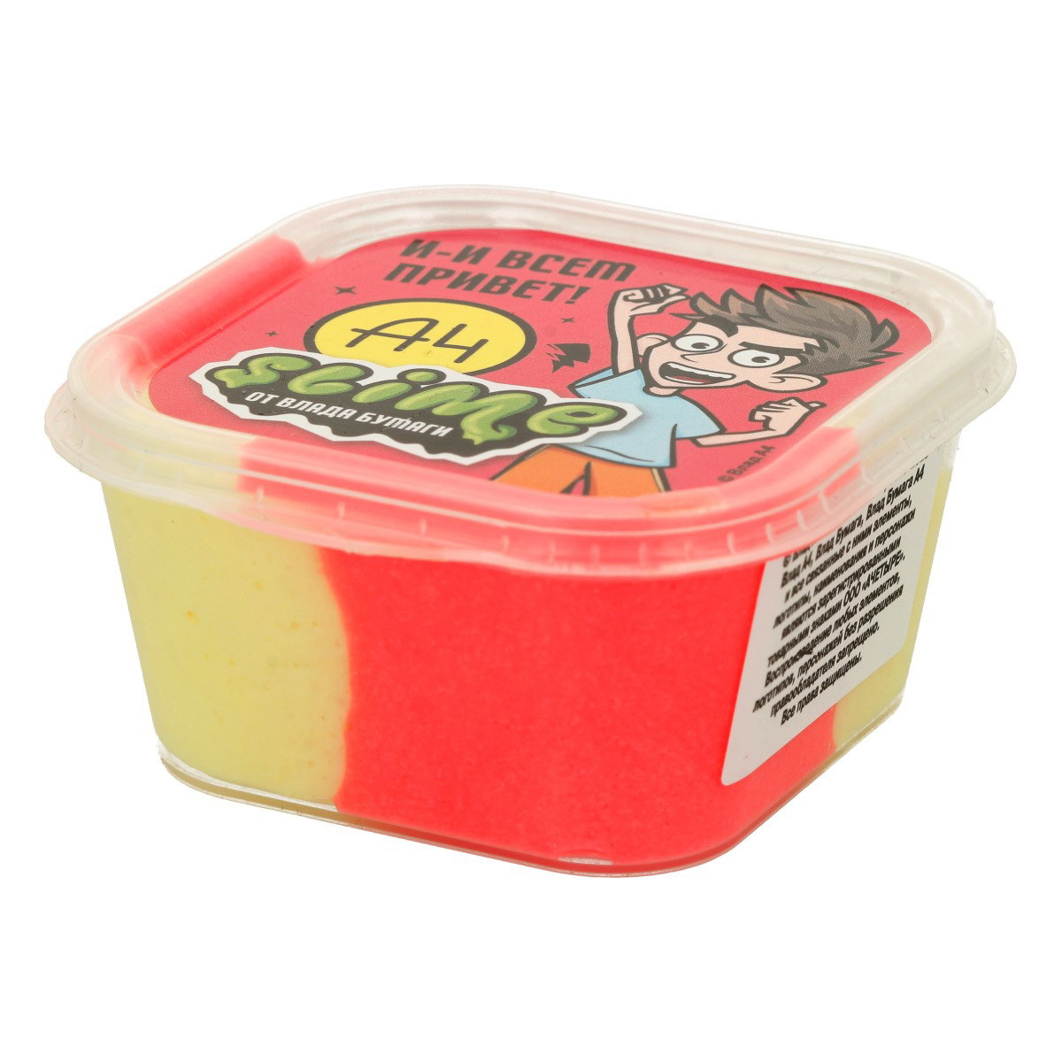 Slime Игрушка-антистресс двухцветный слайм Влад А4 желтый, розовый SLM113 Фото 1.