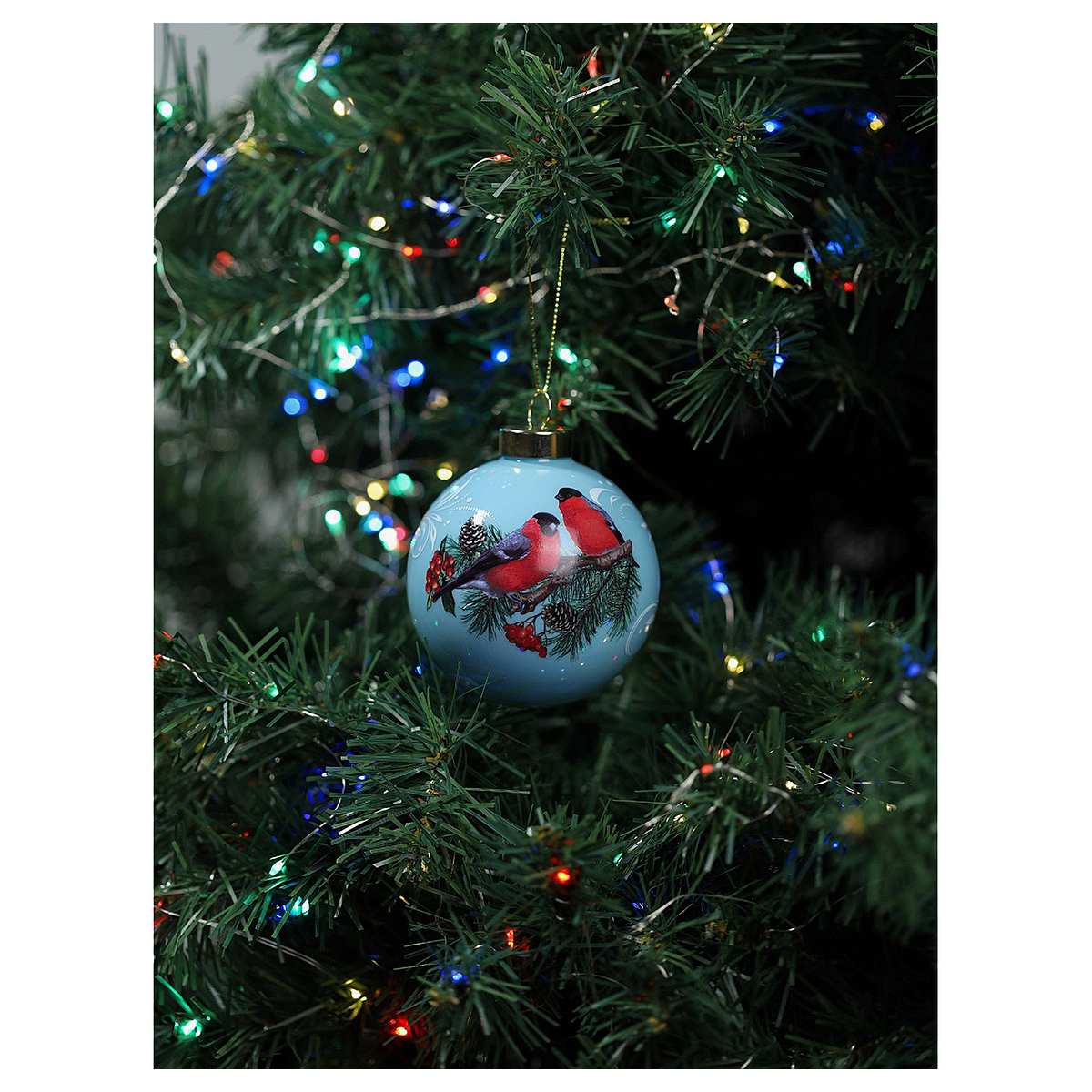 MILAND Шар Снегири на ёлочке D. 8 см НУ-7606 Фото 3.