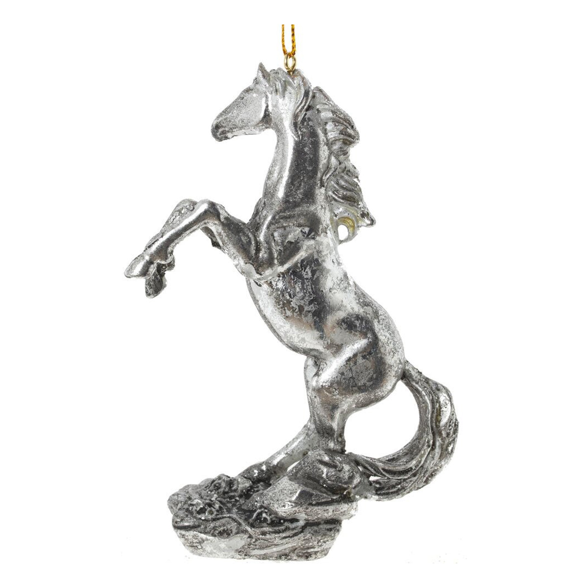 826499 Фигурка декоративная подвесная Лошадь 8.5 х 4 х 12.5 см Золотой, Серебряный Фото 4.