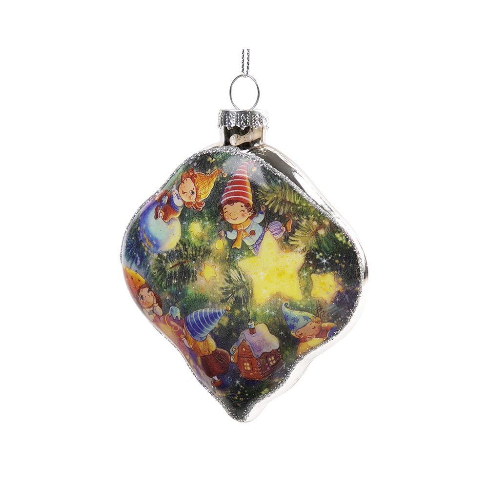 Феникс-Презент Новогоднее подвесное украшение из стекла 01 1.5 х 8 х 7 см 1 шт. Гномики 80380 Фото 2.