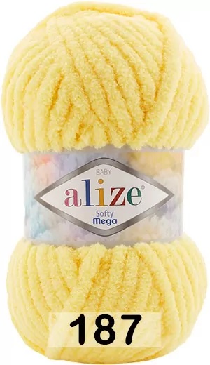 Пряжа Alize Softy Mega 100% микрополиэстер 100 г 70 м 187 лимон Фото 1.