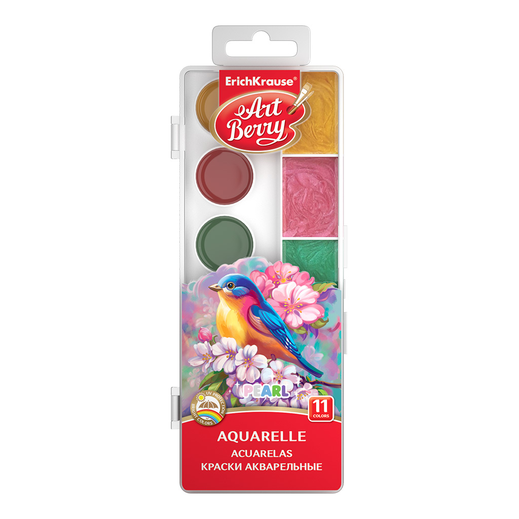 Краска акварель Artberry Pearl с УФ защитой яркости с увеличенными кюветами 11 цв. 53407 Фото 1.