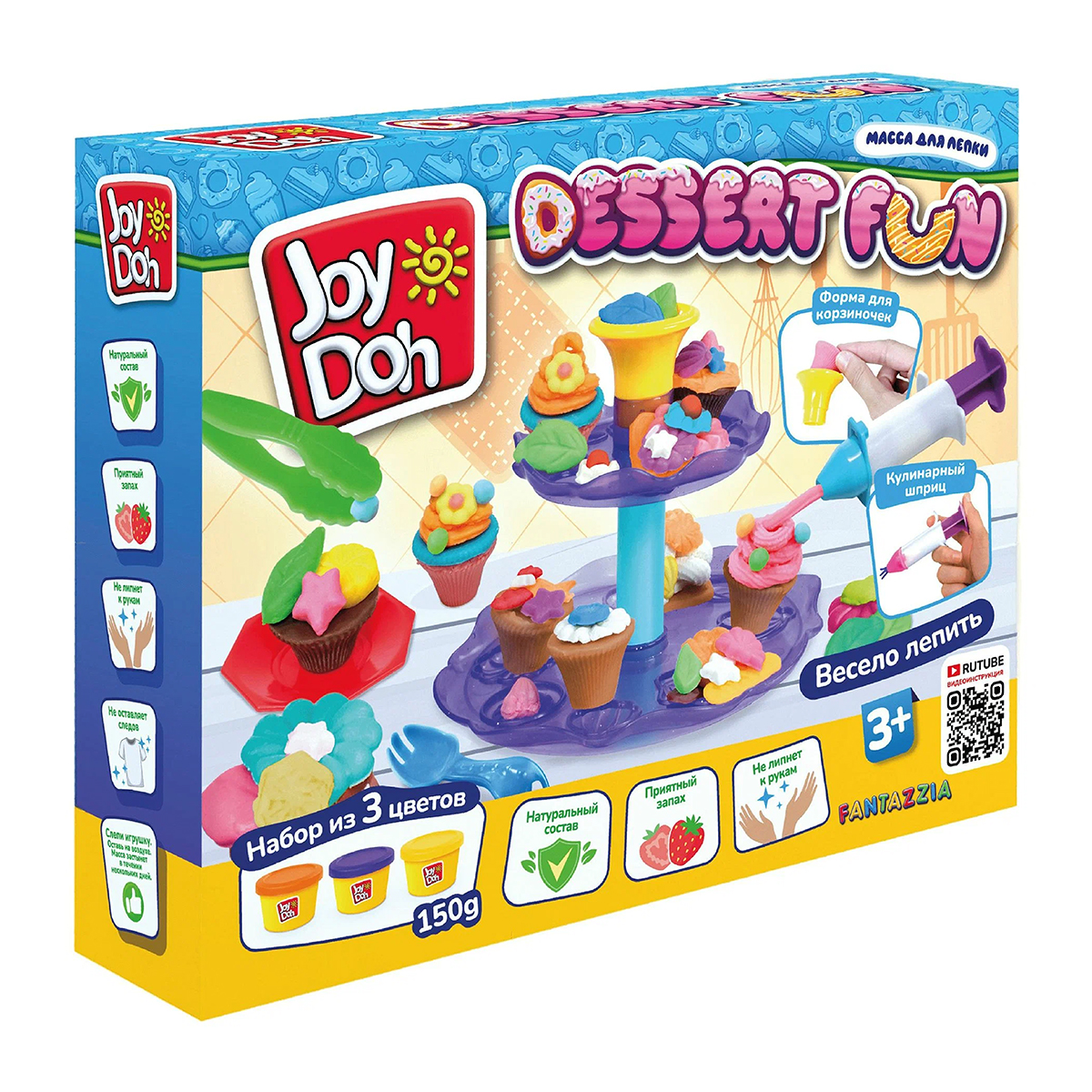 Joy Doh Набор масса для лепки DESSERT FUN - СЛАДКОЕЖКА 50 г 3 шт DSRT-150 pot Фото 1.