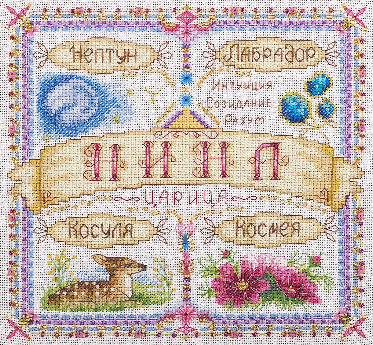Набор для вышивания PANNA SO-1677 Именной оберег. Нина 18.5 х 18.5 см Фото 1.