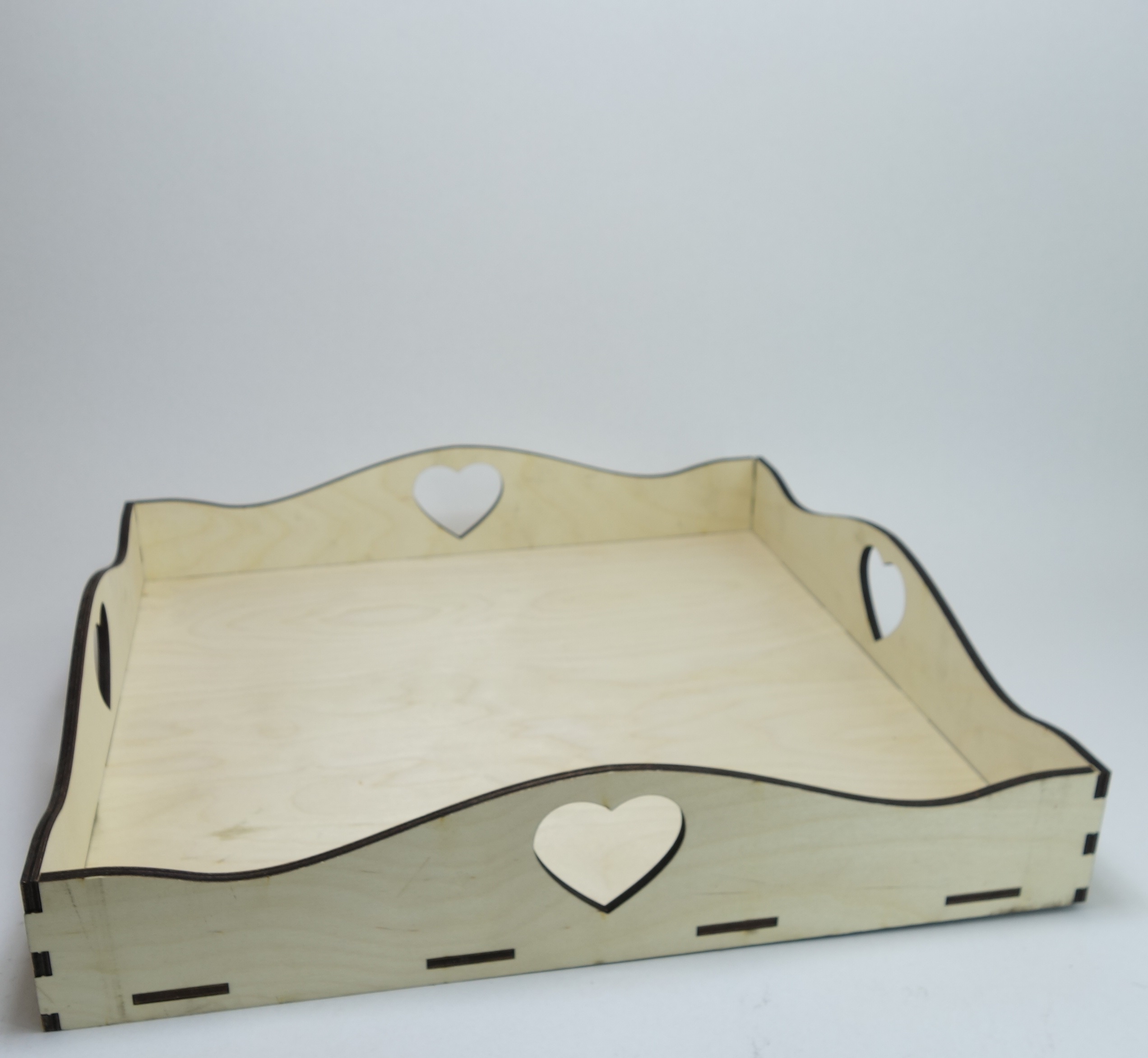 Заготовка для декорирования WOODING design Поднос квадратный Сердце №2 40 х 8.2 х 40 см МП-42 Фото 1.